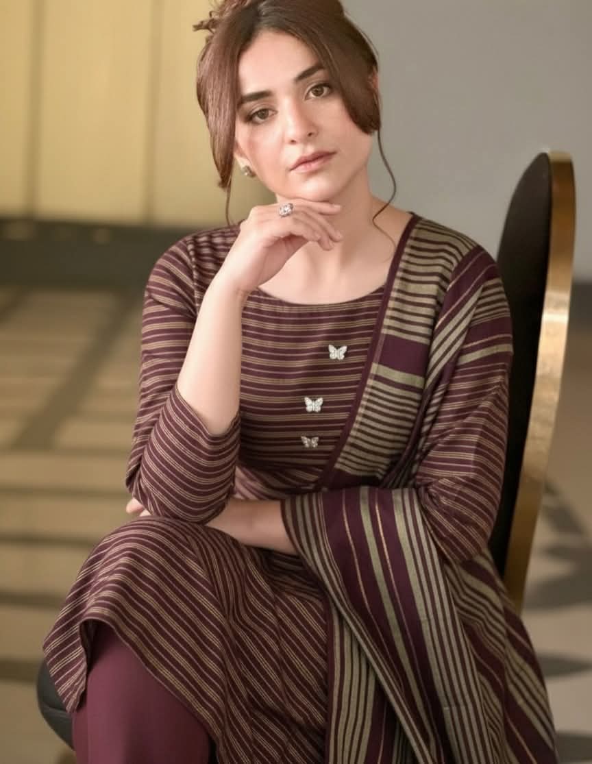 3Pc Multani Susi Khaadi [light Maroon]