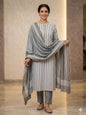 Soft Khaadi Cotton Jacquard 3Pc Dress [light grey]