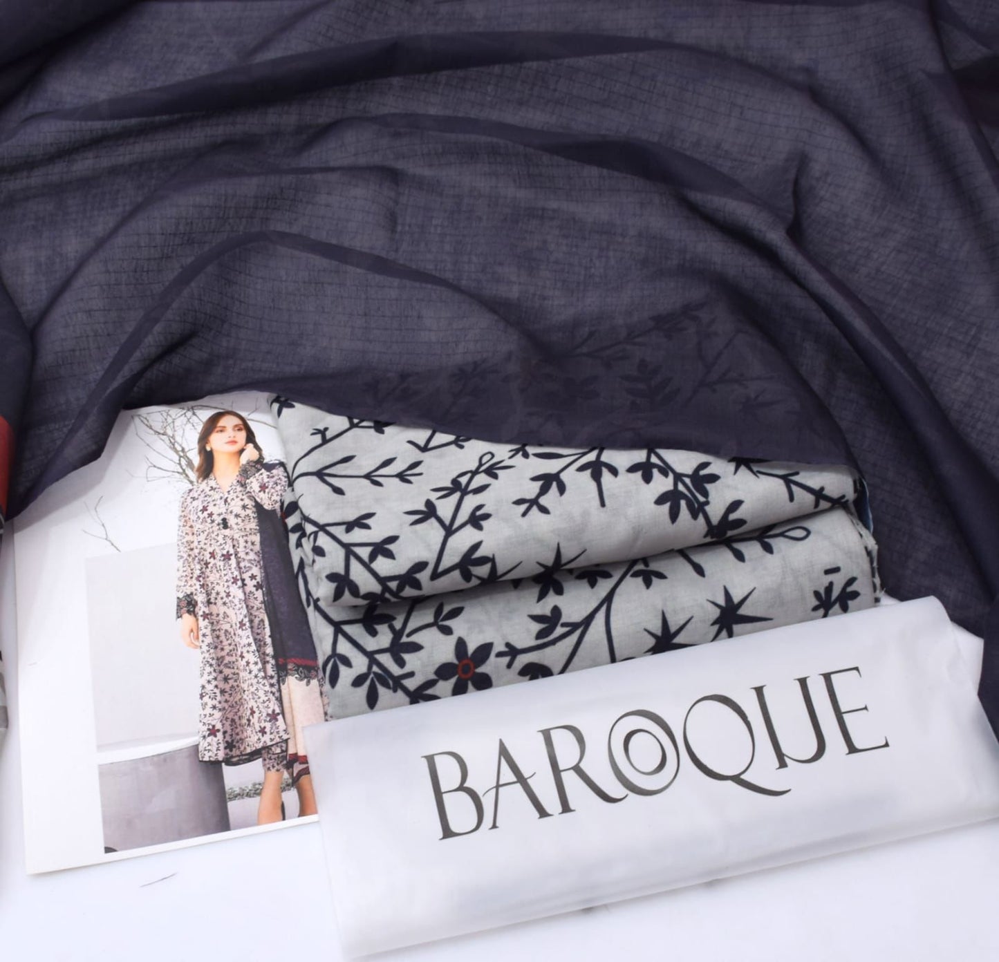 3Pc Baroque Swiss Lawn Printed [RC 660]